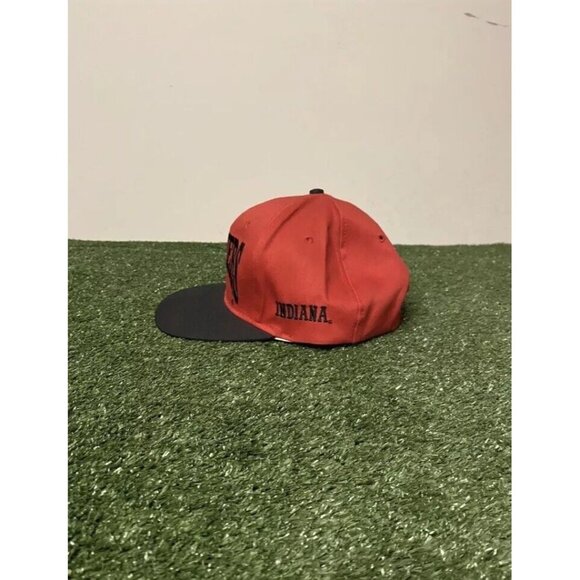 vintage Indiana Hoosiers hat cap snap back black red football spell out 90s mens - Picture 4 of 12